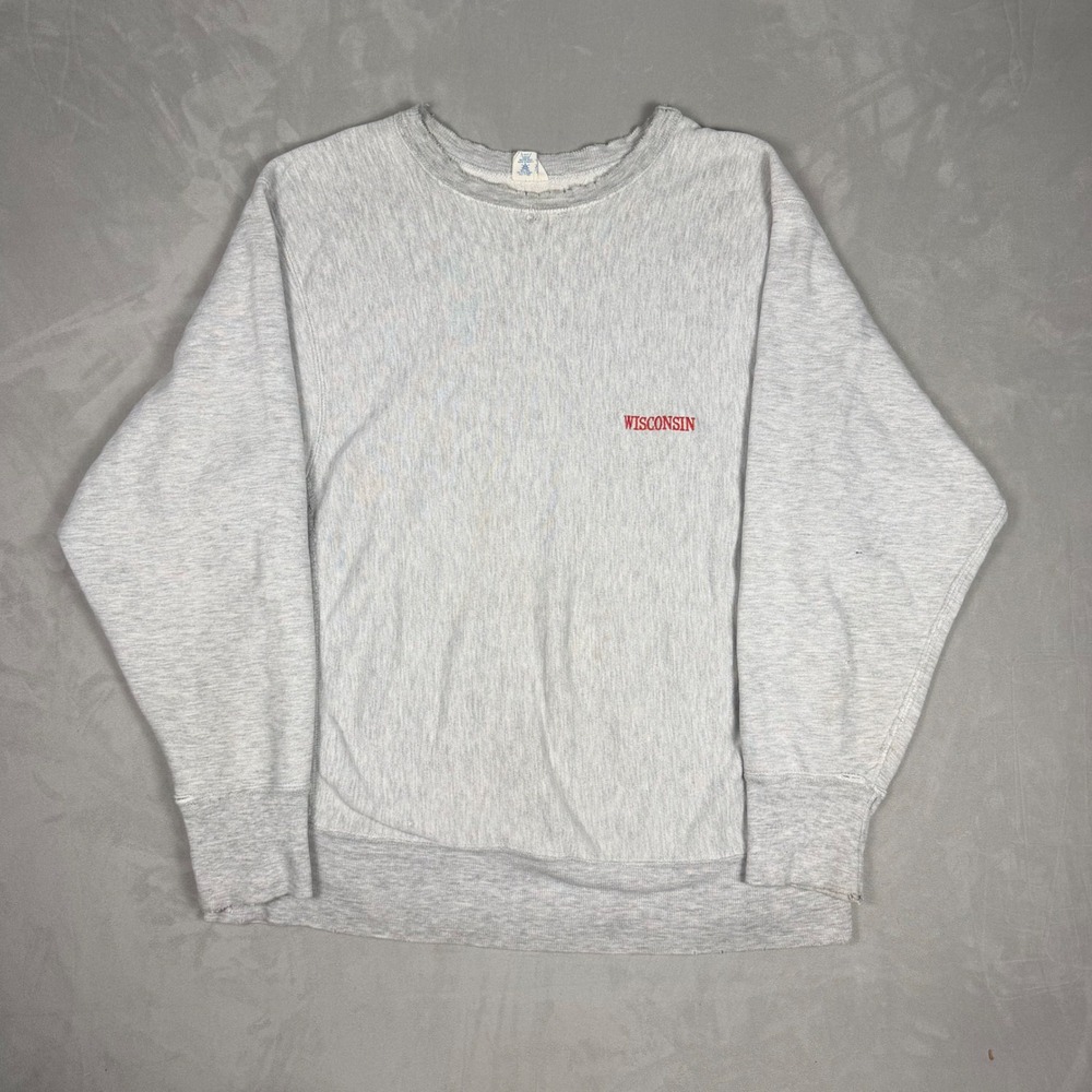 90s Mens Champion Reverse Weave Wisconsin Distressed Sweatshirt XL